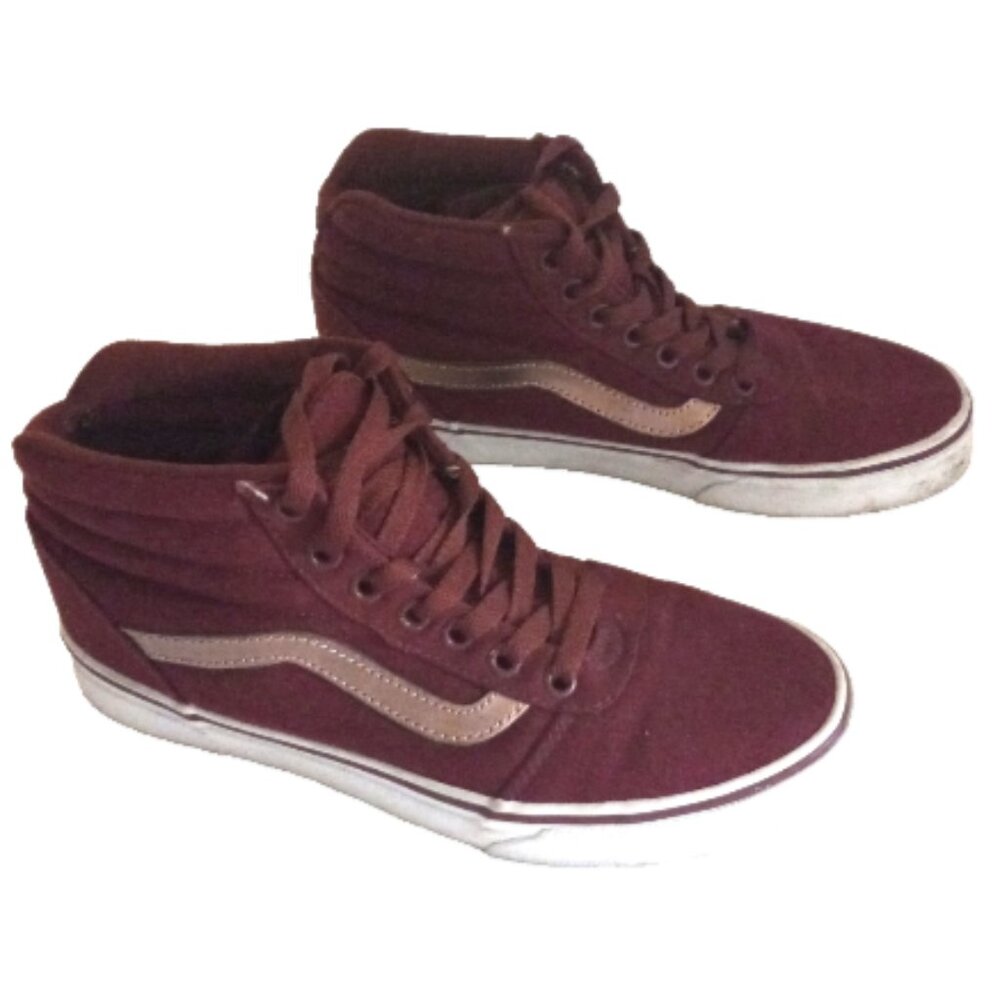 VANS Sk8-Hi High Top Sneakers Maroon Canvas Women’s 7.5 Lace Up EUC